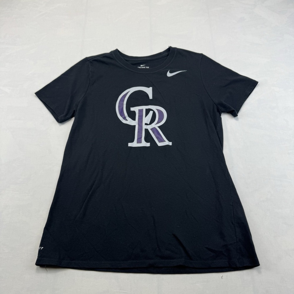 Nike Dri Fit Womens M Black Colorado Rockies CR Athletic Tee